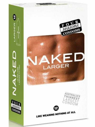naked larger condoms 12 pack packaging 